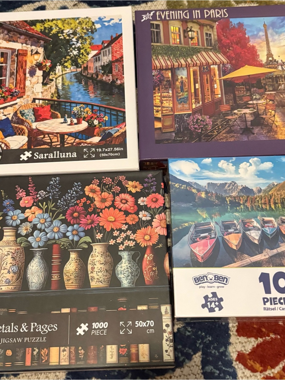 Assorted Scenic & Floral Jigsaw Puzzle Bundle -  Set of 4 puzzles